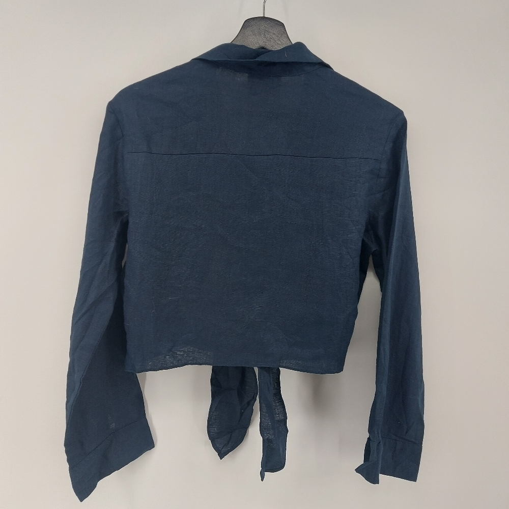 Tuckernuck Navy Linen Tie-Front Rebecca Shirt Size XS - Picture 5 of 5